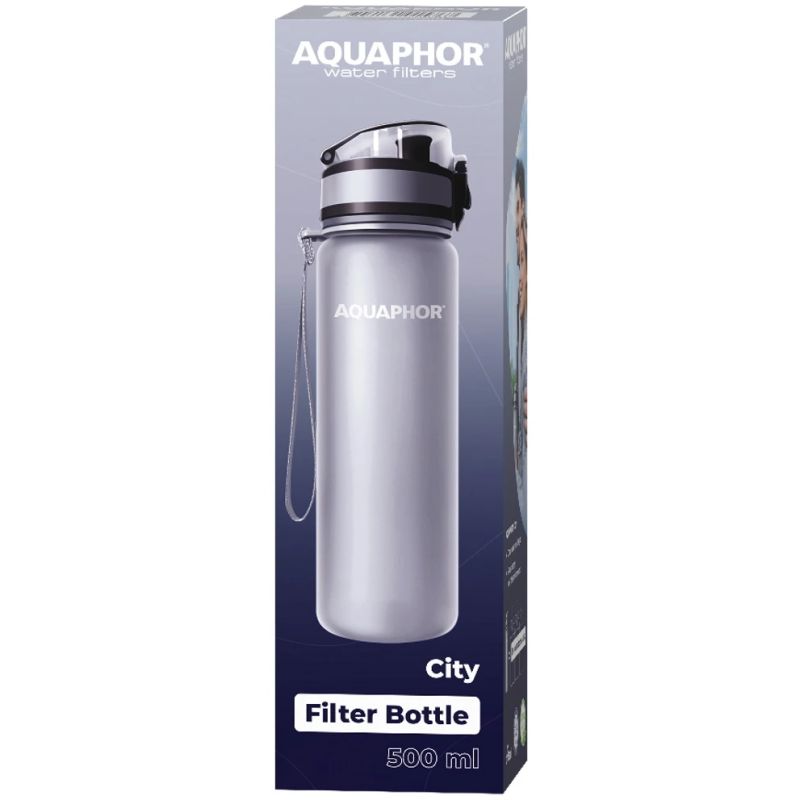 Ūdens filtra pudele aquaphor city pelēka