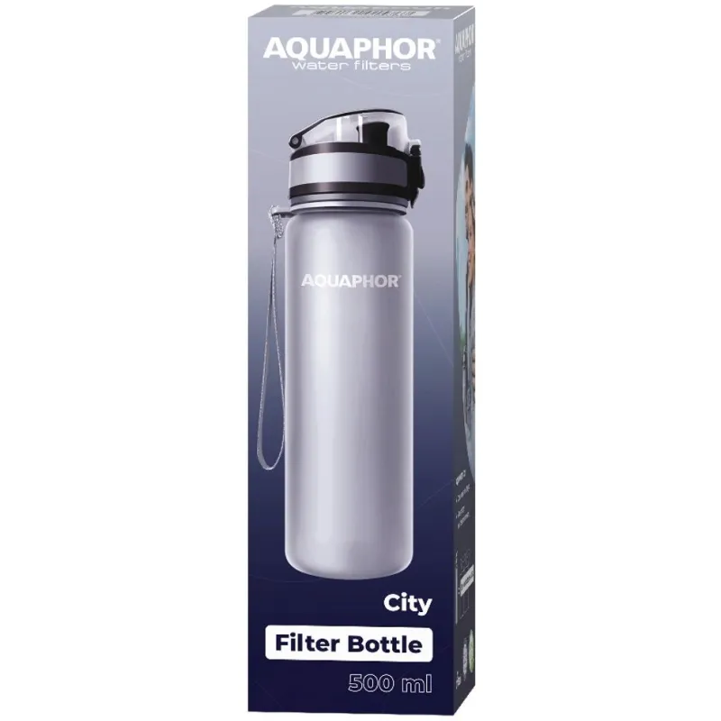 Ūdens pudele Aquaphor City, pelēka krās., plastmasa, 0.5 l