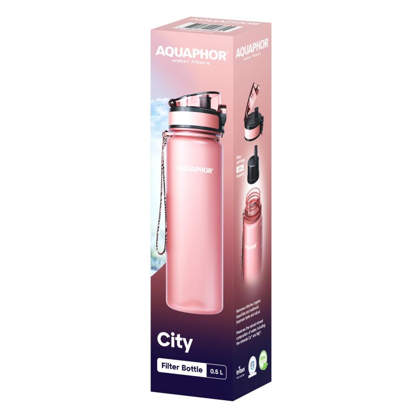 Filtra pudele city glow, rozā 0.5l