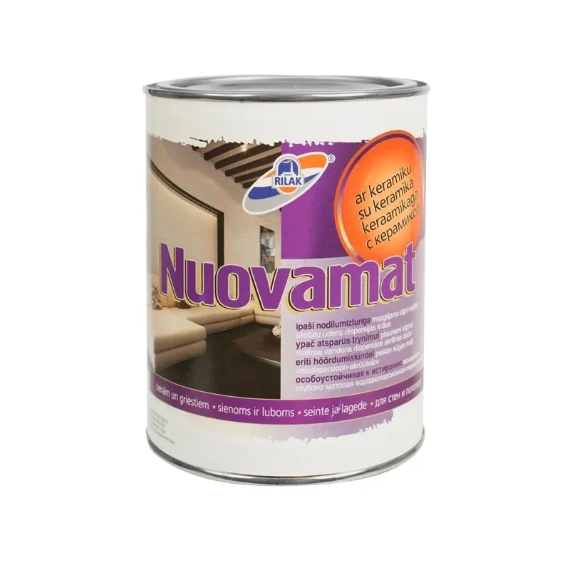 Akrila krāsa Rilak NUOVAMAT, nuovamat balta, 0.9 l