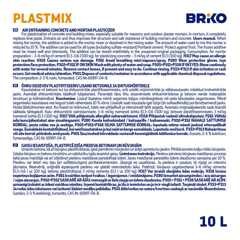 Piedeva plastificēj. briko plastmix 10l