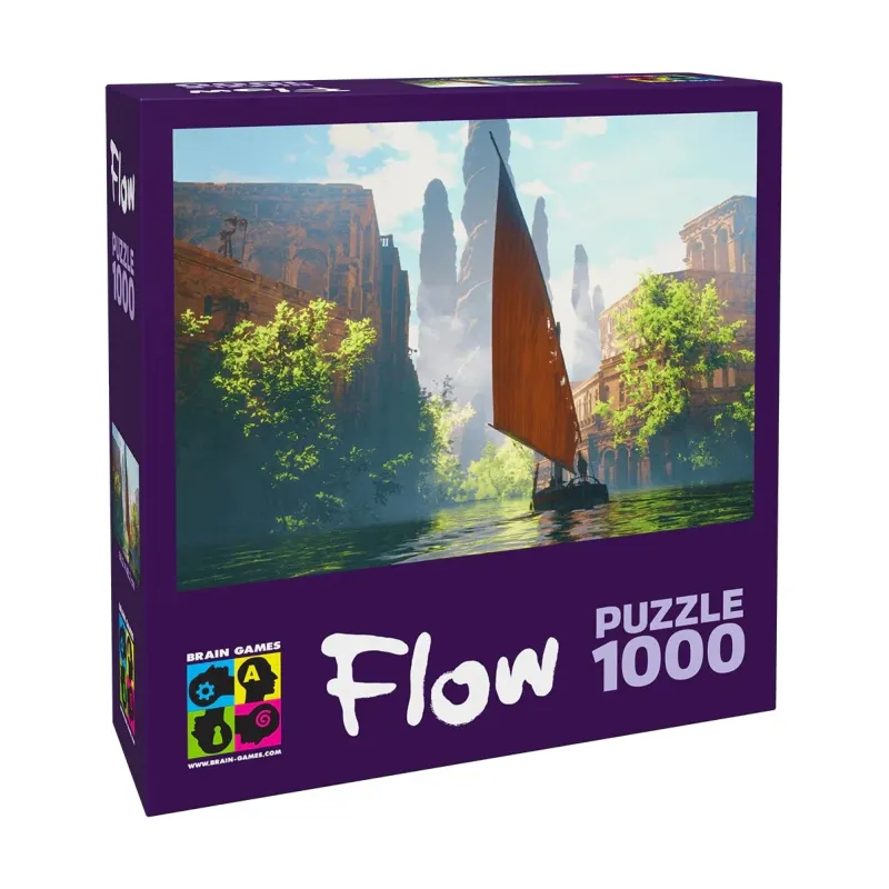 Puzle Brain Games Flow Boat and Buildings, 68.2 cm x 48.2 cm, 1000 gab.