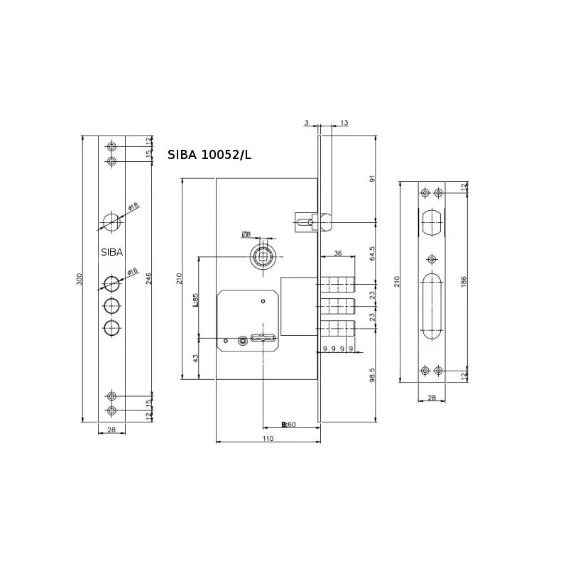 Iemontējamā slēdzene siba 10052-l cp