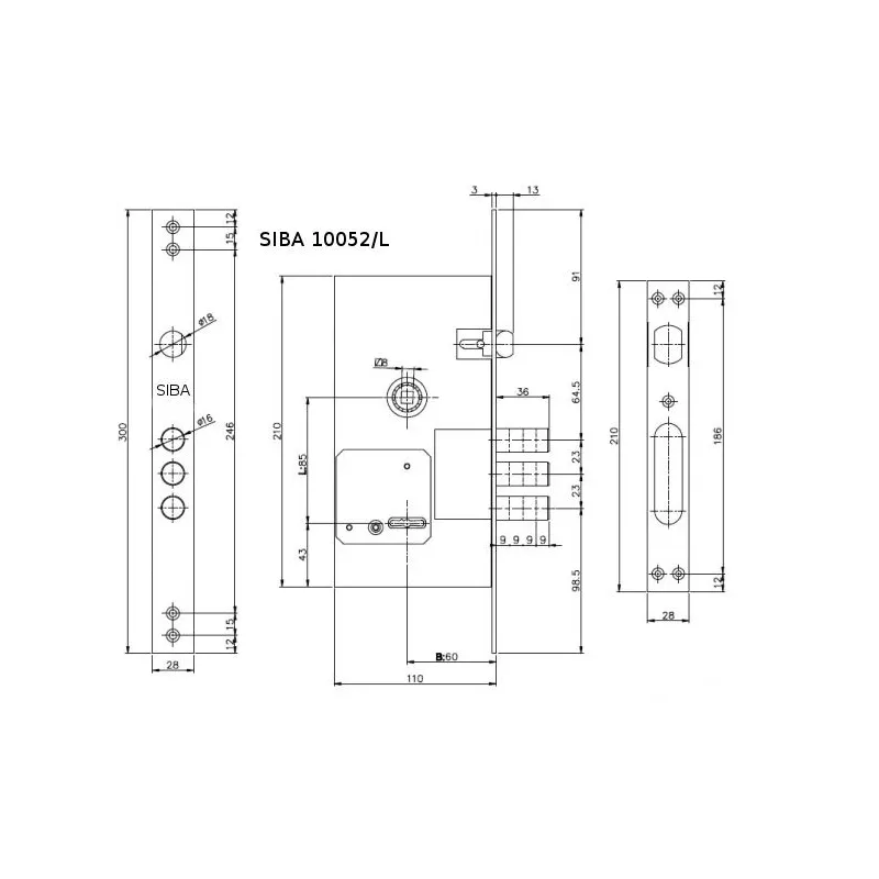 Iemontējamā slēdzene siba 10052-l cp