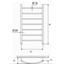 Водяной полотенцесушитель Elonika, из нержавеющей стали, 47 см x 87 см, 198 Вт