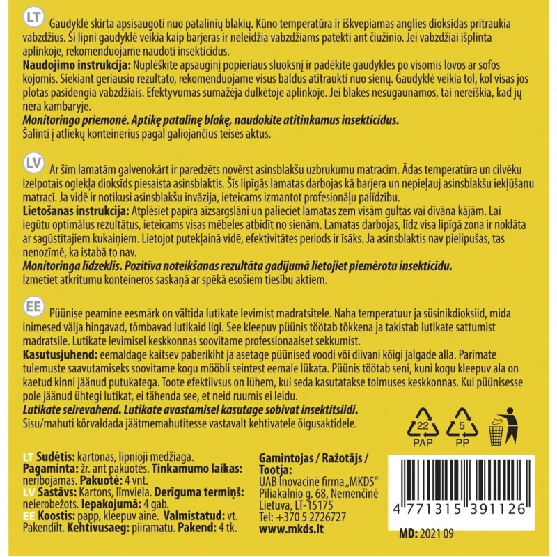 Lamatas Mkds Bed Bug 3005847, 4 gab.