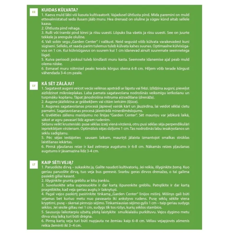 Zāliena sēklas dekoratīvi Garden Center Gracija, 7.5 kg