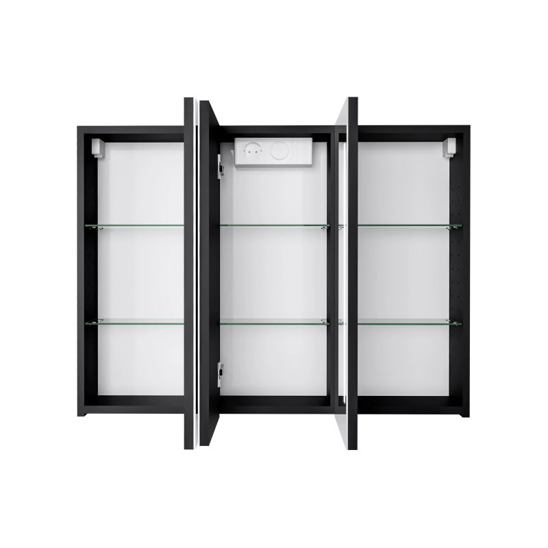 Piekarināms vannas istabas skapis ar spoguli Domoletti SV90-1, melna krās., 15 cm x 88 cm x 66 cm