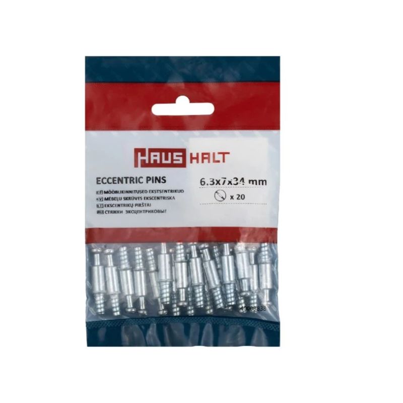 Mööblikinnitus ekstsentrik Haushalt, 6,3, 7x34mm, hall, 20 tk