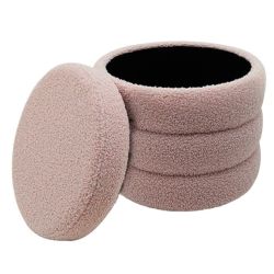 Apaļš rozā pufs hs522-1 37x37x40cm