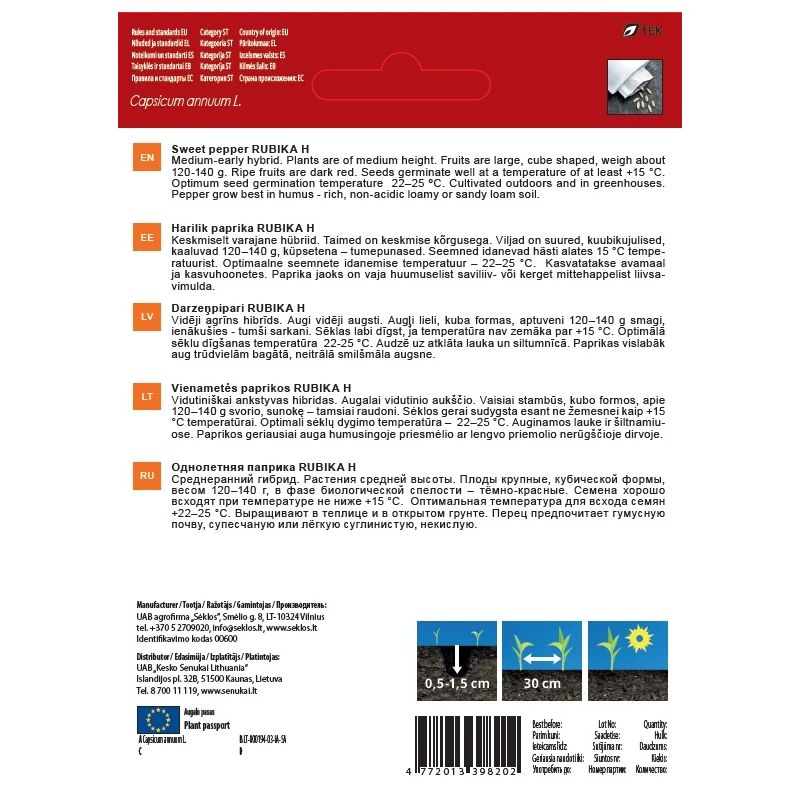 Sēklas paprikas rubika h 0.1g