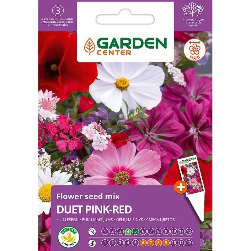 Sēklas Garden Center ziedu maisījums DUET PINK-RED, 1 g