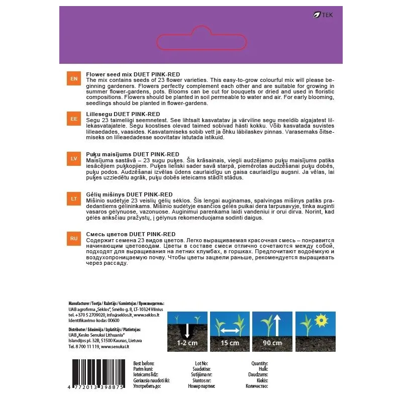 Sēklas Garden Center ziedu maisījums DUET PINK-RED, 1 g