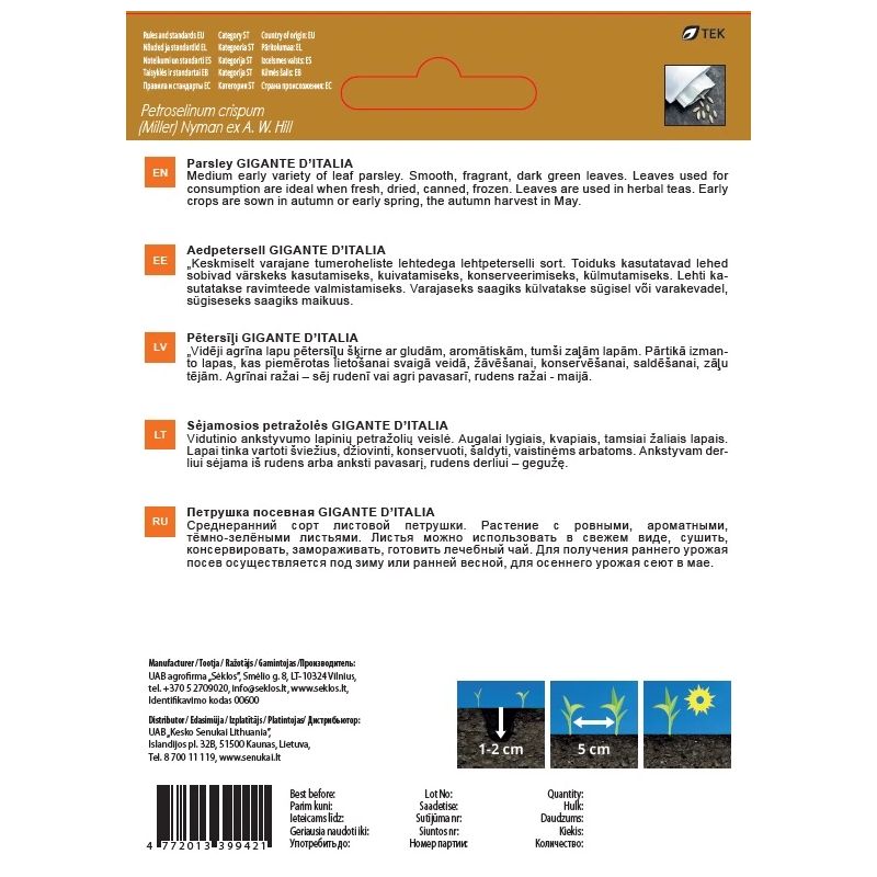 Sēklas pētersīliļi gigante ditalia 1g