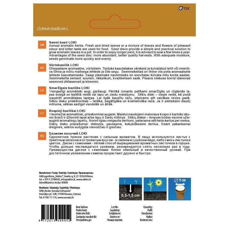 Sēklas Garden Center baziliki LOKI D8, 5 g