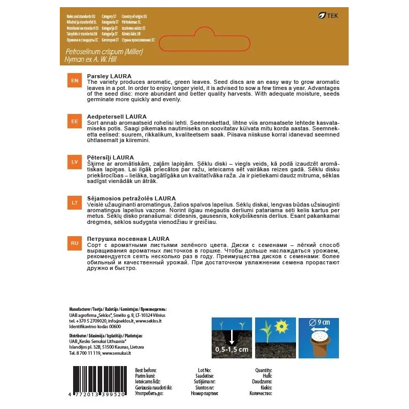 Sēklas Garden Center pētersīļi LAURA D8, 5 g