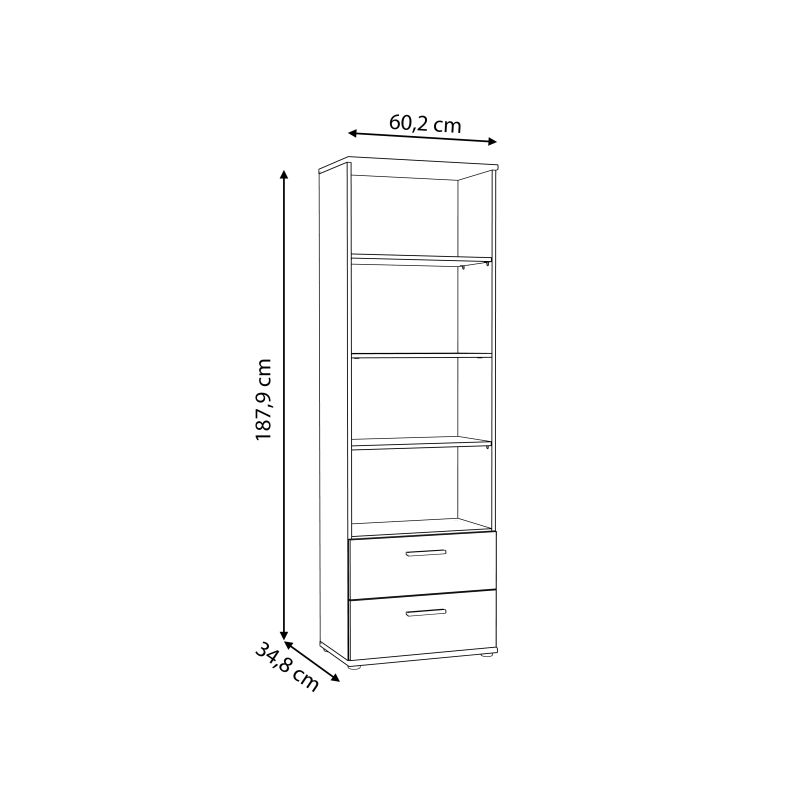 Plaukts pelēks-balts 34.8x60.2x187.9