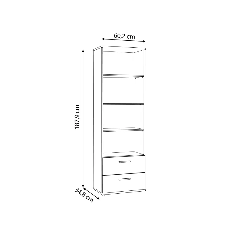Plaukts pelēks-balts 34.8x60.2x187.9