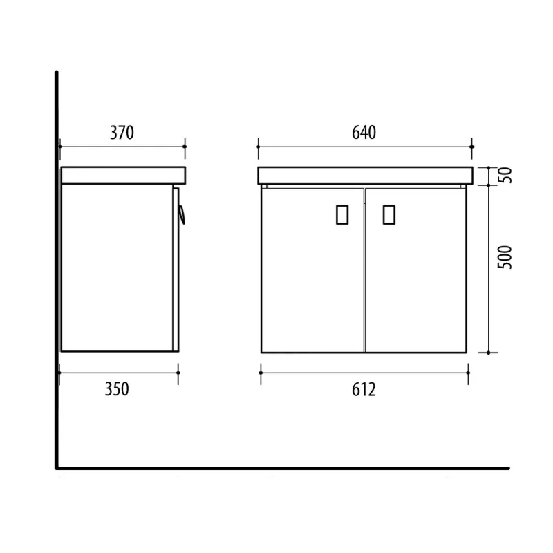 Vannas istabas skapis ar izlietni Riva Sense, balta krās., 35 cm x 61.2 cm x 50 cm