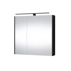 Pakabinama vonios spintelė su veidrodžiu Domoletti Gold Craft, juoda sp., 15 cm x 71.8 cm x 67.7 cm