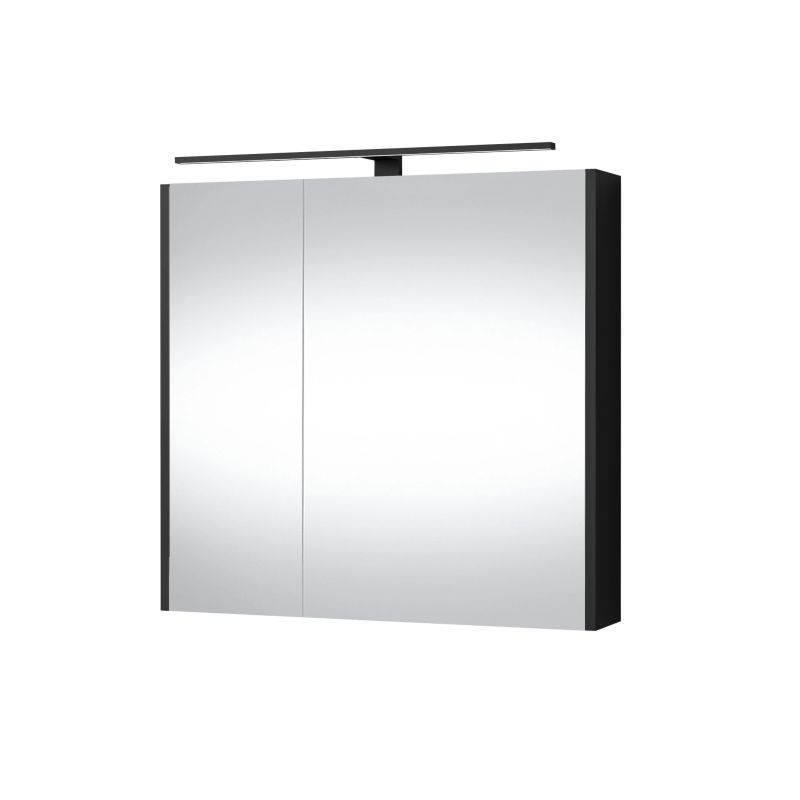 Pakabinama vonios spintelė su veidrodžiu Domoletti Gold Craft, juoda sp., 15 cm x 71.8 cm x 67.7 cm