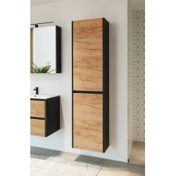 Подвесной шкафчик для ванной Domoletti, дубовый цв.-черный цв., 30.5 см x 42.5 см x 165 см