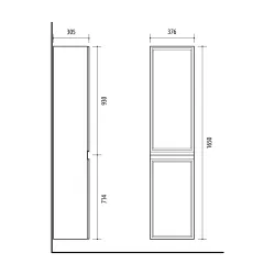 Vannas istabas skapis Riva Outline, bēša, 30.5 cm x 37.6 cm x 165 cm