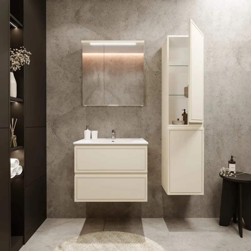 Vannas istabas skapis Riva Outline, bēša, 30.5 cm x 37.6 cm x 165 cm