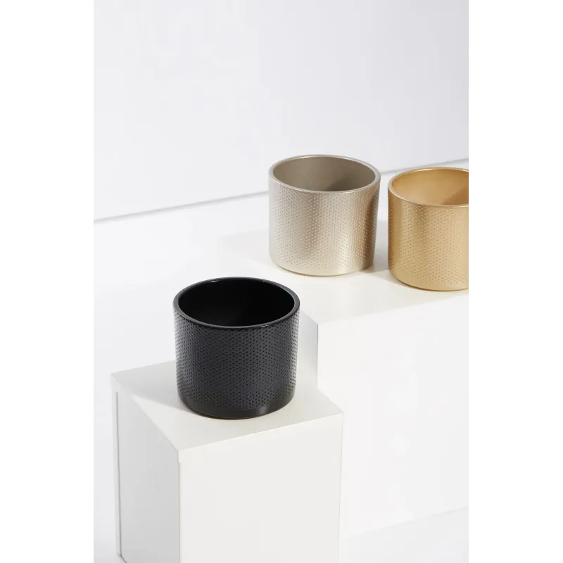 Ker puķu pods walec kropki d19 melns