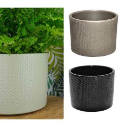 Ker puķu pods walec kropki d11 melns