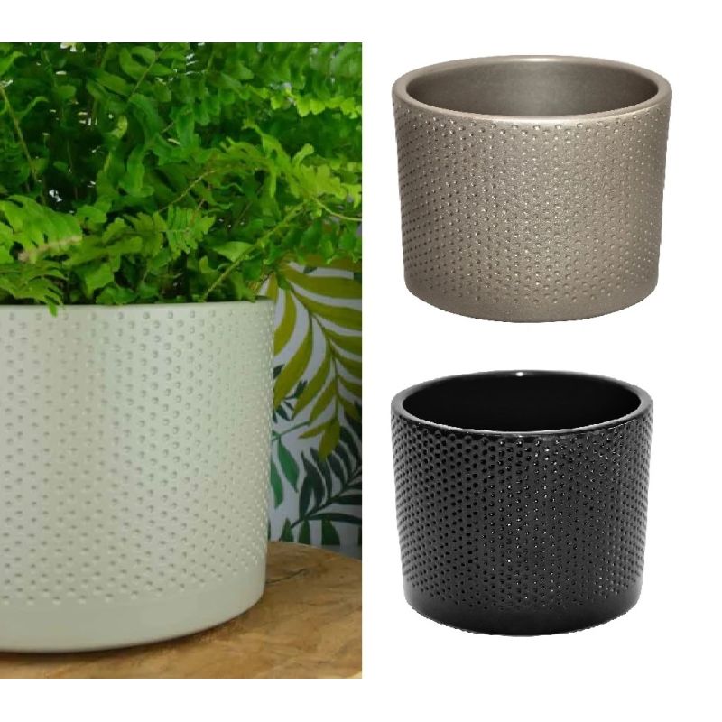 Ker puķu pods walec kropki d11 melns