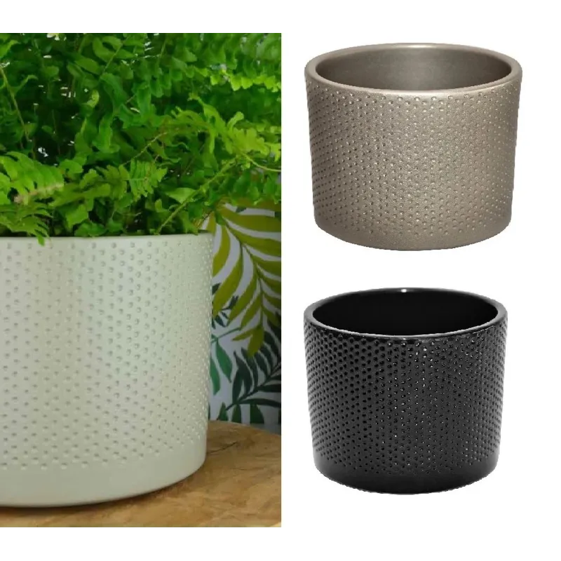 Ker puķu pods walec kropki d11 melns