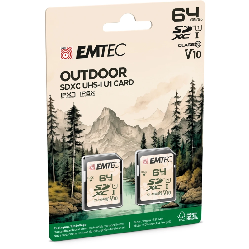 Emtec SDXC 64GB UHS-I U1 V10 Outdoor 2 pcs
