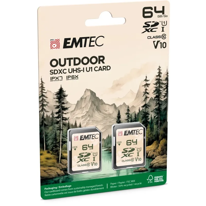 Emtec SDXC 64GB UHS-I U1 V10 Outdoor 2 pcs