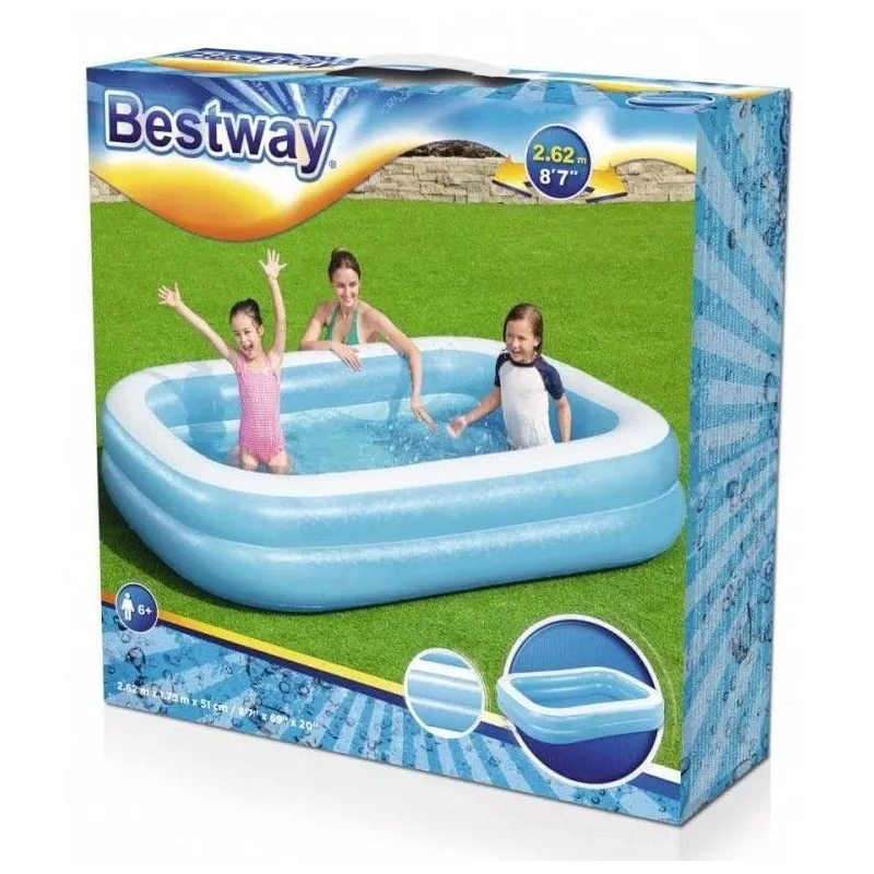 Baseins, piepūšams Bestway, zila krās. 262 cm x 175 cm x 51 cm
