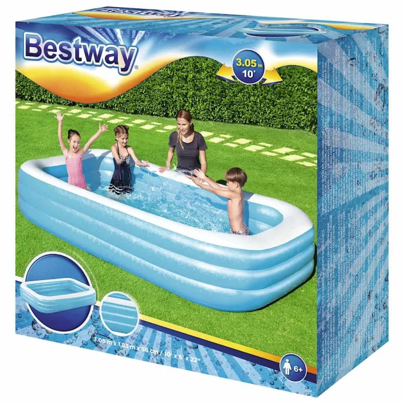 Baseins, piepūšams Bestway 54009, zila krās. 305 cm x 183 cm x 56 cm