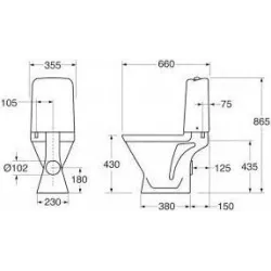 Tualete, novietojams Gustavsberg Nordic 3, 355 mm x 660 mm