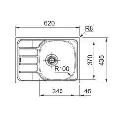 Virtuves izlietne Franke 101.0729.493, 43.5 cm x 62 cm x 15 cm, sudraba