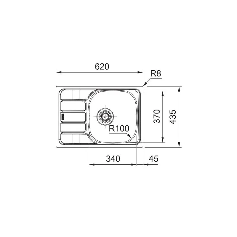 Virtuves izlietne Franke 101.0729.493, 43.5 cm x 62 cm x 15 cm, sudraba