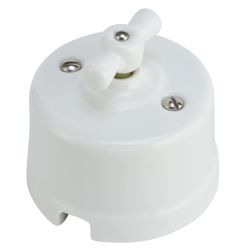 Slēdzis retro porcelāna balts + rāmis