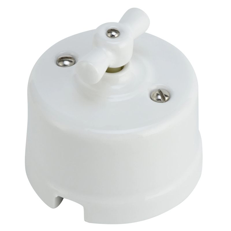 Slēdzis retro porcelāna balts + rāmis