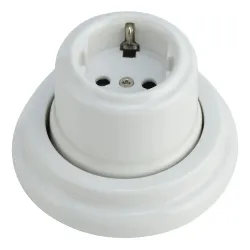 Pistikupesa Electraline Retro, maandusega, valge v.