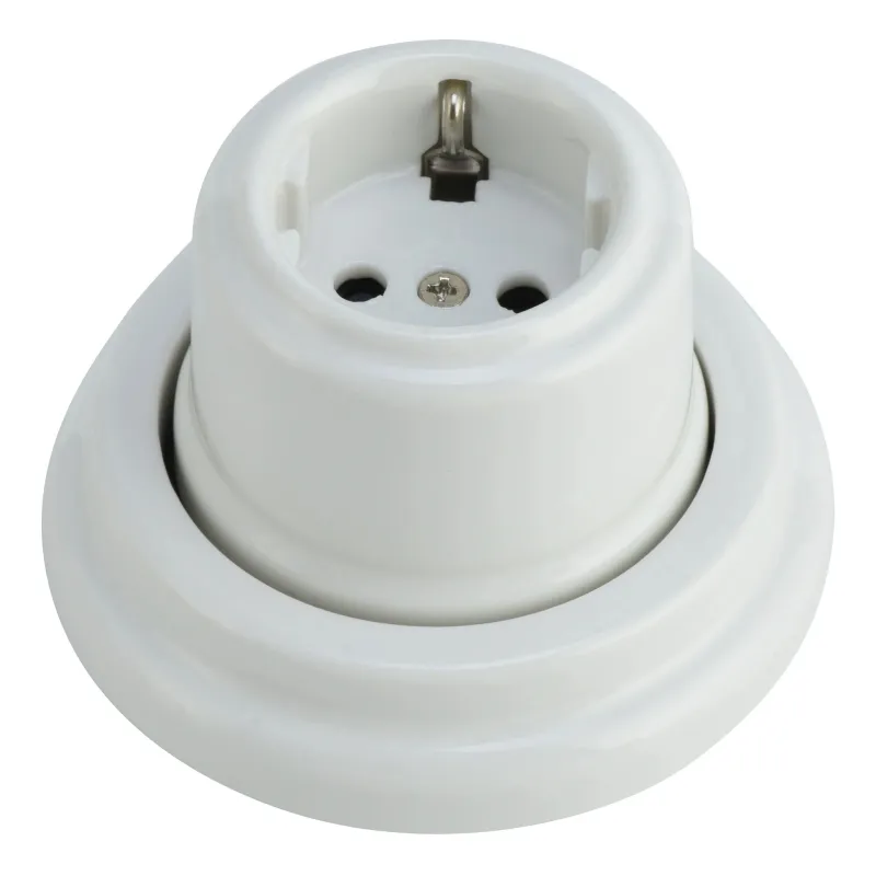 Kontaktligzda Electraline Retro, Iezemēta rozete, balta krās.