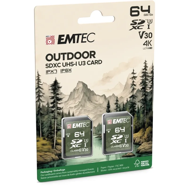 Emtec SDXC 64GB UHS-I U3 V30 Outdoor 2 pcs