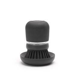 Birstīte ar ziepju dozatoru tumši pelēks