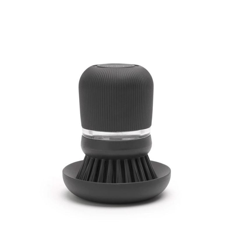 Birstīte ar ziepju dozatoru tumši pelēks