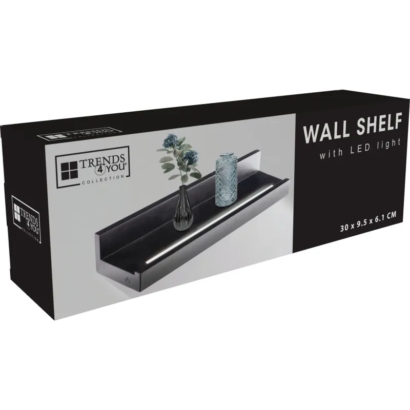 Plaukts sienas ar led 30.5x9.5x6.1cm