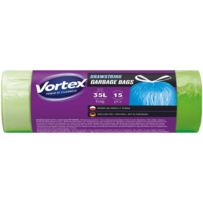 Atkritumu maisi Vortex. 35 l. 15 gab.