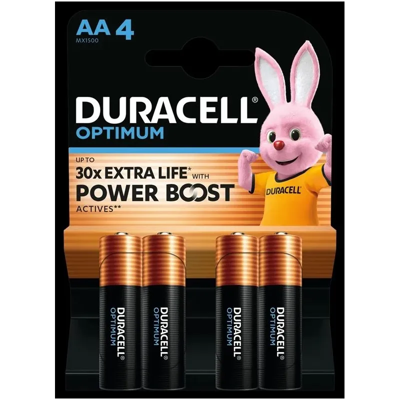 Duracell Optimum AA ,LR6, sārma baterijas, 4 gab.