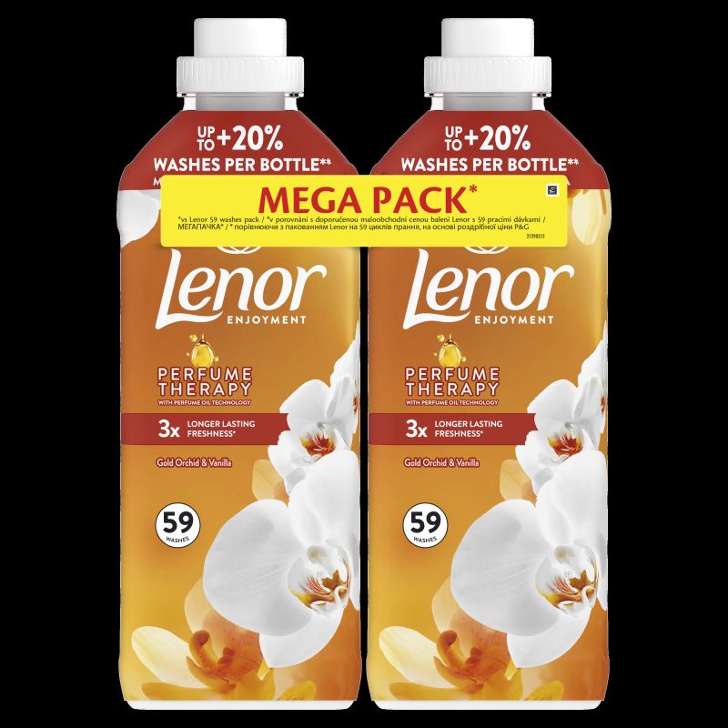 LENOR Veļas Mīkstinātājs Gold Orchid & Vanilla 2 x 1.239 L ,118 Mazgāšanas Reizēm,